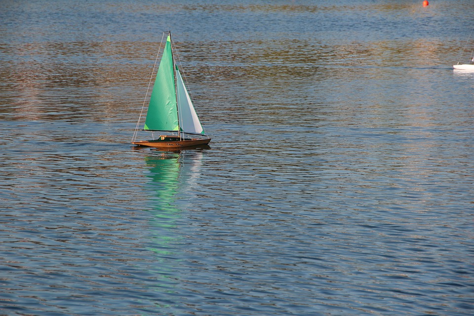 rc boat on water